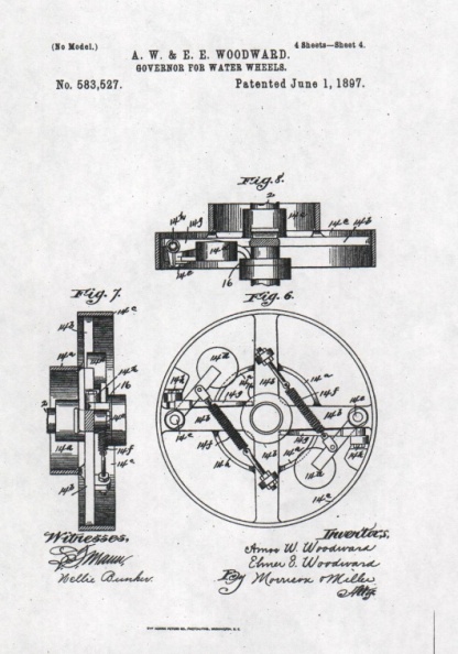 WOODWARD COMPENSATING GOVERNOR  Patent No  583 527  June 1 1897 003